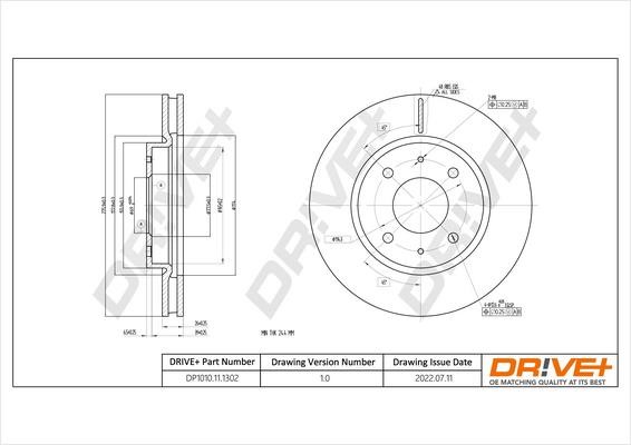 Dr!ve+ DP1010.11.1302 Диск гальмівний передній вентильований DP1010111302: Купити в Україні - Добра ціна на EXIST.UA!