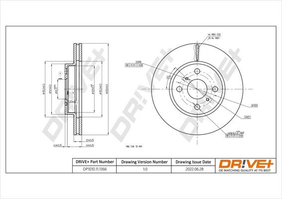 Dr!ve+ DP1010.11.1366 Диск гальмівний передній вентильований DP1010111366: Купити в Україні - Добра ціна на EXIST.UA!