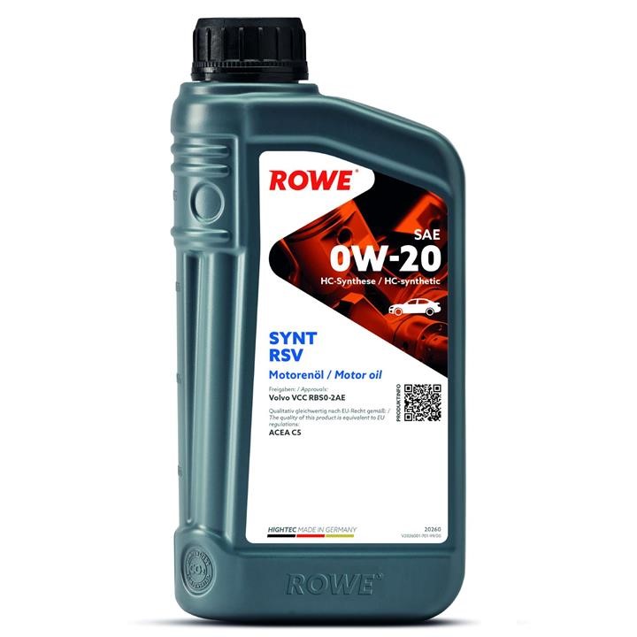 Rowe 20260-0010-99 Моторна олива ROWE HIGHTEC SYNT RSV 0W-20, 1л 20260001099: Купити в Україні - Добра ціна на EXIST.UA!
