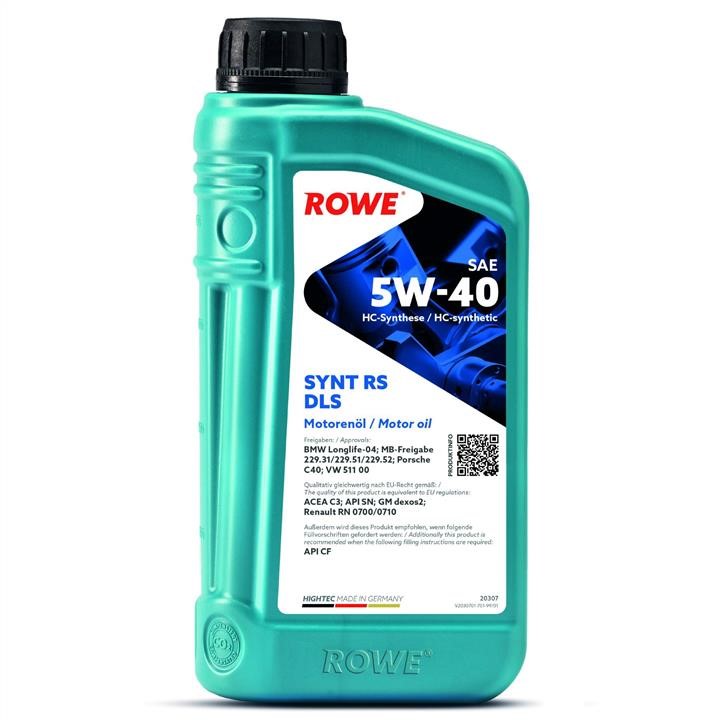 Rowe 20307-0010-99 Моторна олива ROWE HIGHTEC SYNT RS DLS 5W-40, 1л 20307001099: Купити в Україні - Добра ціна на EXIST.UA!