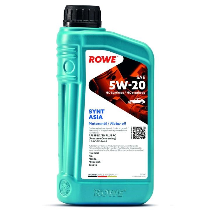 Rowe 20359-0010-99 Моторна олива ROWE HIGHTEC SYNT ASIA 5W-20, 1л 20359001099: Купити в Україні - Добра ціна на EXIST.UA!