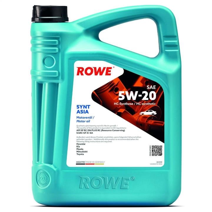 Моторное масло ROWE HIGHTEC SYNT ASIA 5W-20, 5л Rowe 20359-0050-99