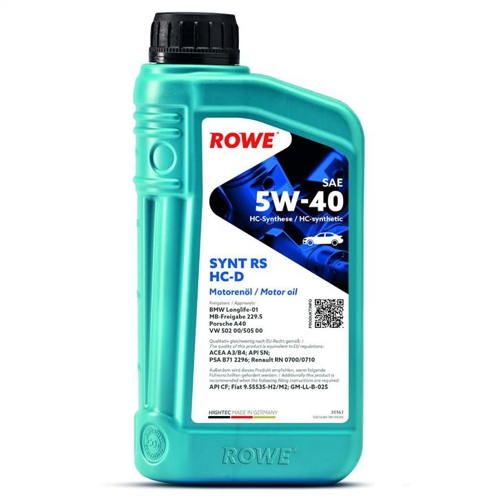 Rowe 20163-0010-99 Моторна олива ROWE HIGHTEC SYNT RS HC-D 5W-40, 1л 20163001099: Купити в Україні - Добра ціна на EXIST.UA!
