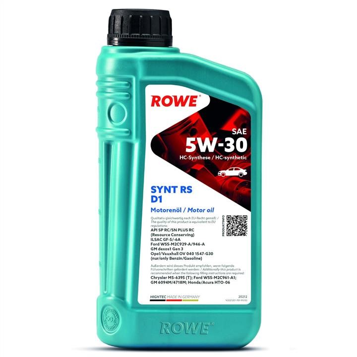 Rowe 20212-0010-99 Моторна олива ROWE HIGHTEC SYNT RS D1 5W-30, 1л 20212001099: Купити в Україні - Добра ціна на EXIST.UA!