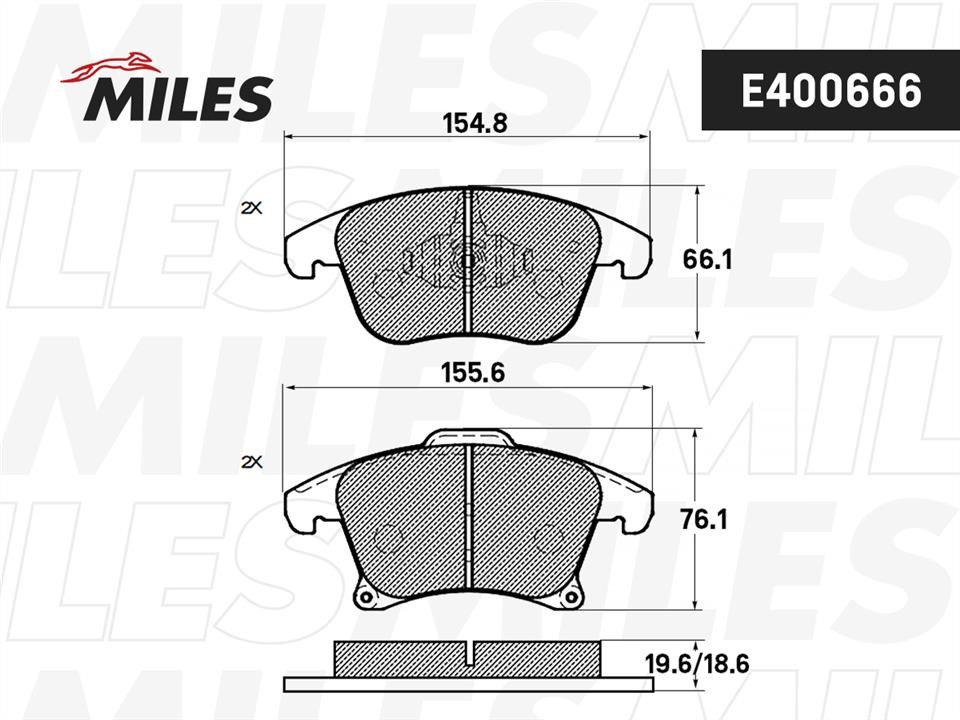 Miles E400666 Гальмівні колодки, комплект E400666: Купити в Україні - Добра ціна на EXIST.UA!
