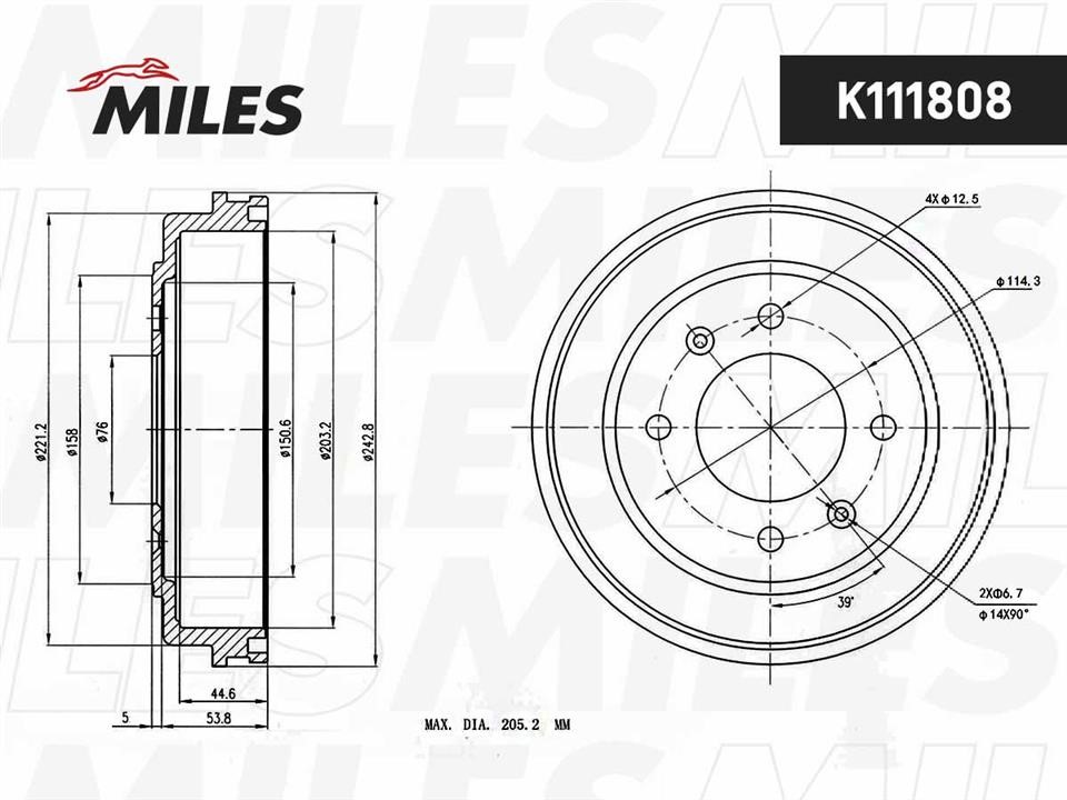 Miles K111808 Барабан гальмівний K111808: Купити в Україні - Добра ціна на EXIST.UA!