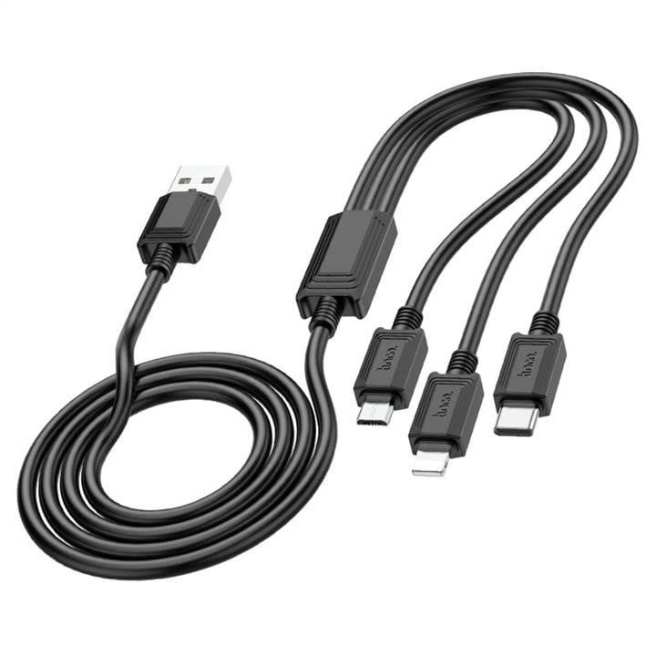 Hoco 6931474767363 Кабель Hoco X74 USB to iP+Type-C+Micro 2A, 1m, PVC, PVC connectors, Black 6931474767363: Купити в Україні - Добра ціна на EXIST.UA!