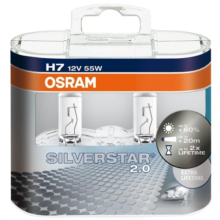 Лампа галогенна Osram Silverstar +60% 12В H7 55Вт +60% Osram 64210SV2-HCB
