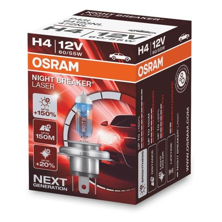 Osram Лампа галогенна Osram Night Breaker Laser +150% 12В H4 60&#x2F;55Вт +150% – ціна 520 UAH