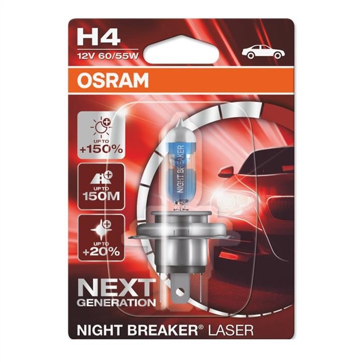 Лампа галогенна Osram Night Breaker Laser +150% 12В H4 60&#x2F;55Вт +150% Osram 64193NL-01B