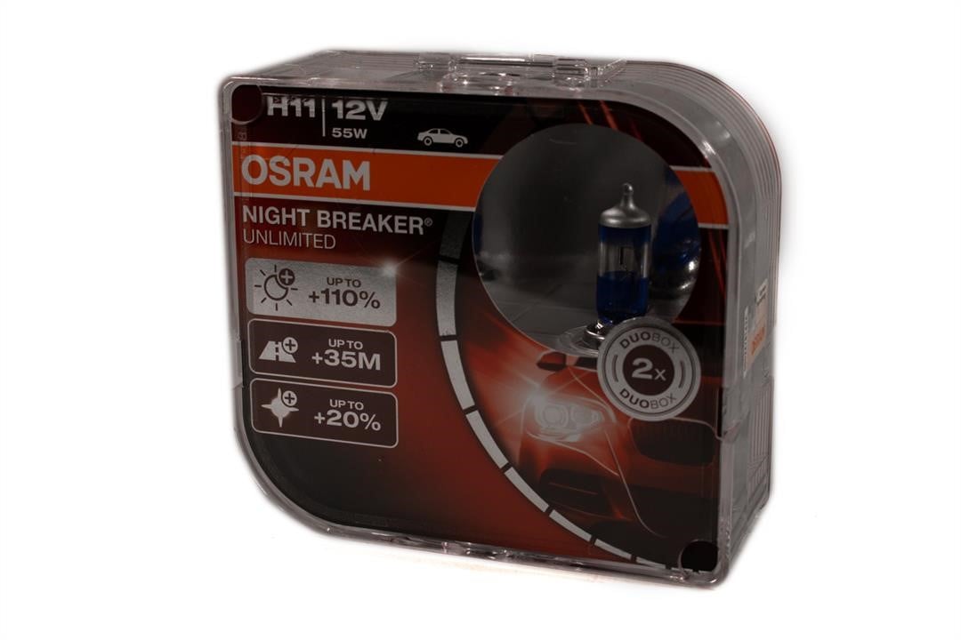 Osram 64211NBU-HCBDUO Лампа галогенова комплект Osram Night Breaker Unlimited +110% HardDuopet H11 12V 55W 64211NBUHCBDUO: Купити в Україні - Добра ціна на EXIST.UA!