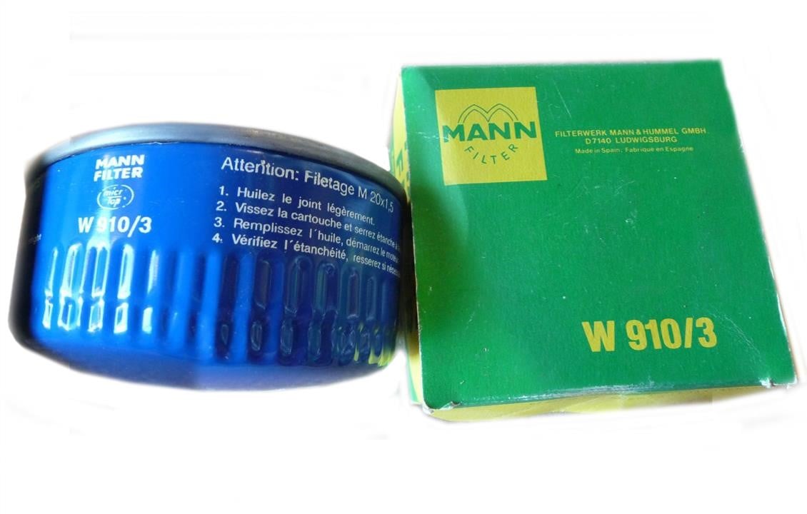 Mann-Filter W 910/3 Фільтр масляний W9103: Купити в Україні - Добра ціна на EXIST.UA!