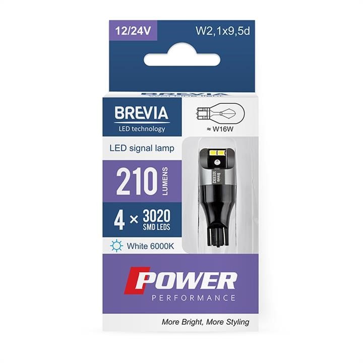 Brevia 10133X2 LED автолампа Brevia Power W16W 210Lm 4x3020SMD 12/24V CANbus, 2шт 10133X2: Купити в Україні - Добра ціна на EXIST.UA!