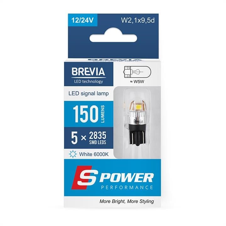 Brevia 10208X2 LED автолампа Brevia S-Power W5W 150Lm 5x2835SMD 12/24V CANbus, 2шт 10208X2: Купити в Україні - Добра ціна на EXIST.UA!