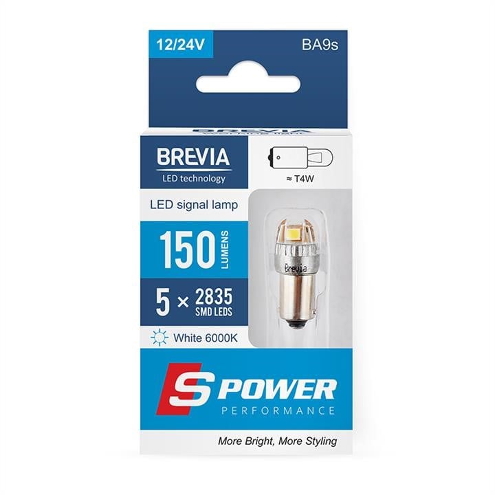 Brevia 10219X2 LED автолампа Brevia S-Power T4W 150Lm 5x2835SMD 12/24V CANbus, 2шт 10219X2: Купити в Україні - Добра ціна на EXIST.UA!