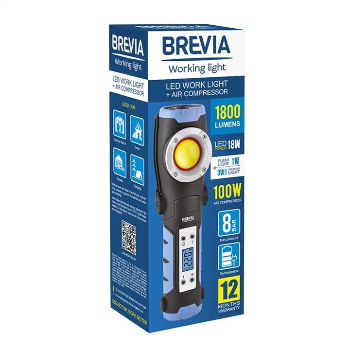 Компресор автомобільний Brevia акумуляторний з інспекційним ліхтарем 20л&#x2F;хв, 100Вт Brevia 11450