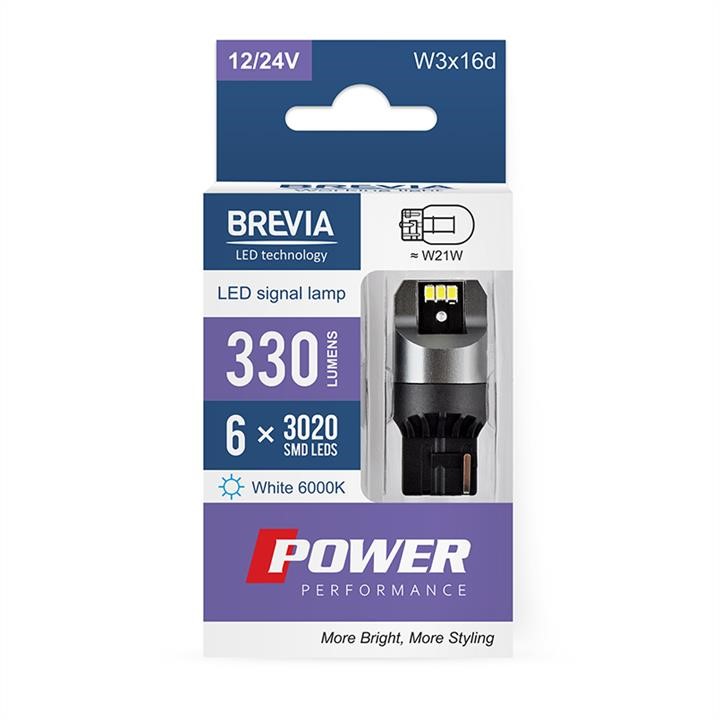 Brevia 10110X2 LED автолампа Brevia Power W21W 330Lm 6x3020SMD 12/24V CANbus, 2шт 10110X2: Приваблива ціна - Купити в Україні на EXIST.UA!