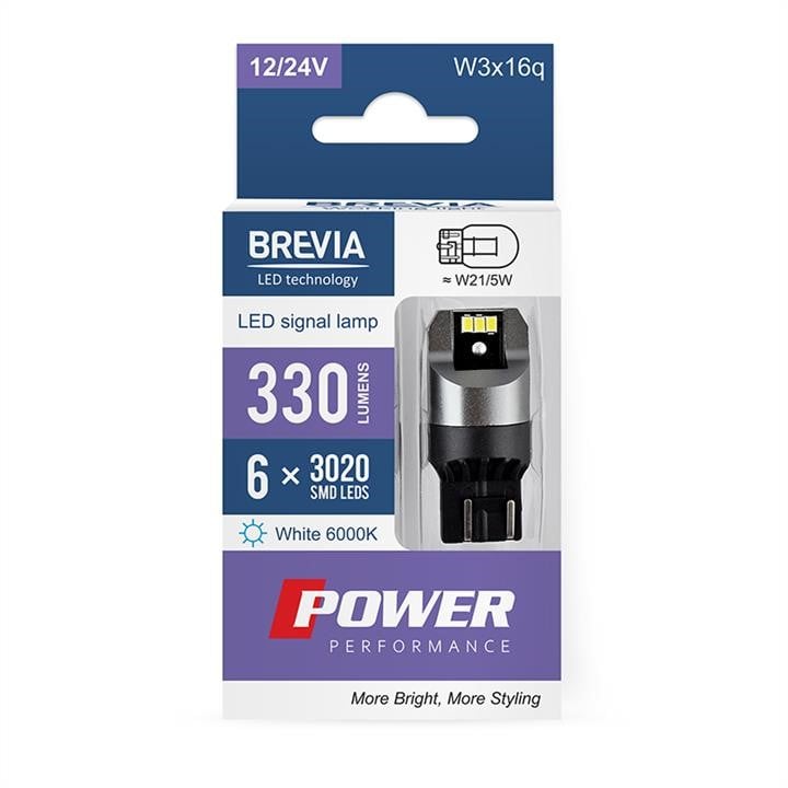 Brevia 10111X2 LED автолампа Brevia Power W21/5W 330Lm 6x3020SMD 12/24V CANbus, 2шт 10111X2: Купити в Україні - Добра ціна на EXIST.UA!
