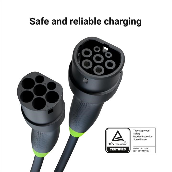 Зарядний кабель для електромобілів Green Cell Snap Type 2, 11 кВт, 7 м Green Cell EVKABGC04