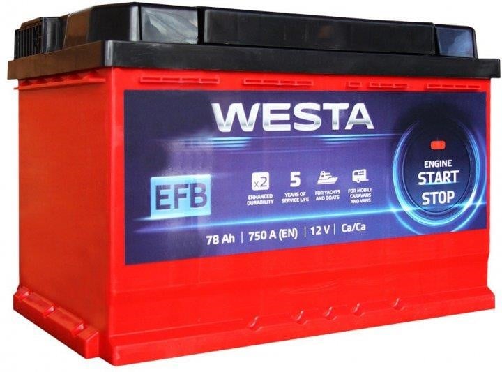 Westa WAE750 Акумулятор WESTA 6CT-75 12B 75Аг 700(EN) R+ WAE750: Приваблива ціна - Купити в Україні на EXIST.UA!