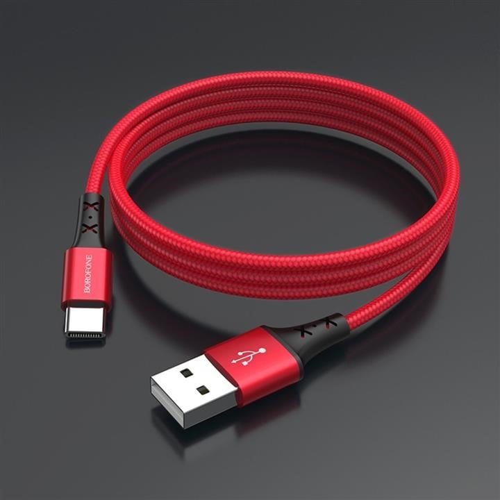 Кабель Borofone BX20 USB to Type-C 2A, 1m, nylon, TPE connectors, Red Borofone BX20CR