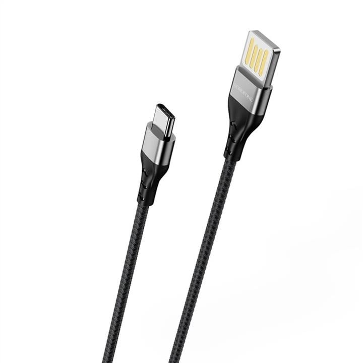 Borofone BU11CB Кабель Borofone BU11 USB to Type-C 2.4A, 1.2m, nylon, aluminum connectors, double-sided USB, Black BU11CB: Купити в Україні - Добра ціна на EXIST.UA!