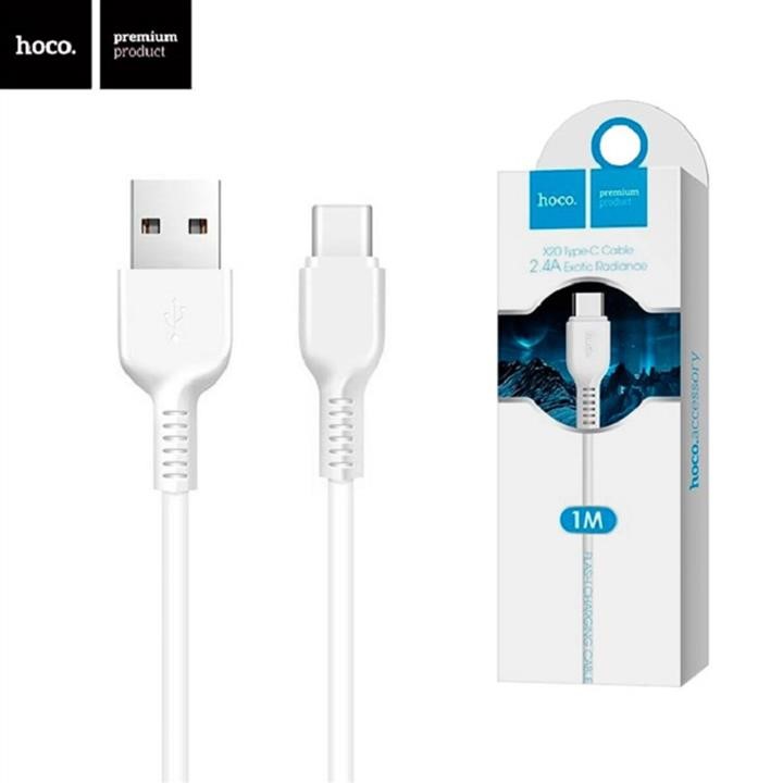 Hoco 6957531068853 Кабель HOCO X20 USB to Type-C 3A, 1m, PVC, TPE connectors, White 6957531068853: Купити в Україні - Добра ціна на EXIST.UA!