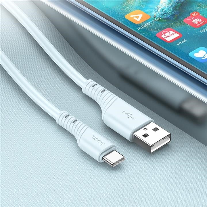 Кабель HOCO X97 Crystal color silicone charging data cable Type-C light blue Hoco 6931474799883
