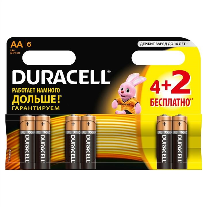 Duracell 5002768 Батарейка Duracell Basic AA/LR06 BL, 4+2шт 5002768: Купити в Україні - Добра ціна на EXIST.UA!