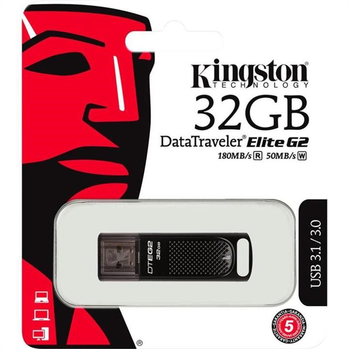 Kingston DTEG2/32GB Флеш-накопичувач USB3.1 32GB Kingston DataTraveler Elite G2 Black (DTEG2 / 32GB) DTEG232GB: Купити в Україні - Добра ціна на EXIST.UA!