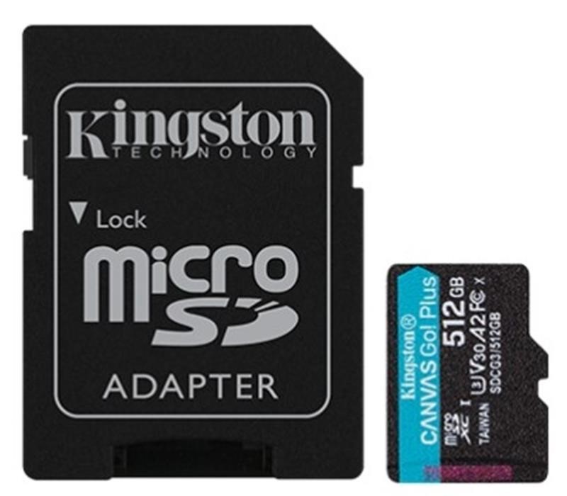 Kingston SDCG3/512GB Карта MicroSDXC (UHS-1 U3) Kingston Canvas Go Plus 512Gb class 10 A2 V30 (R170MB/s, W90MB/s) (adapter SD) SDCG3512GB: Приваблива ціна - Купити в Україні на EXIST.UA!