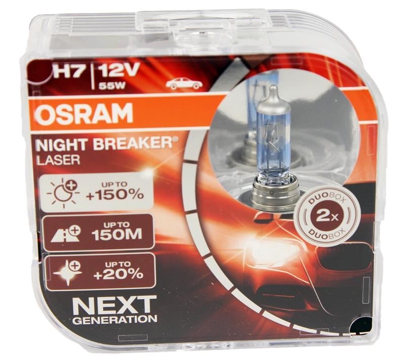 Лампа галогенна Osram Night Breaker Laser +150% 12В H7 55Вт +150% Osram 64210NL-HCB