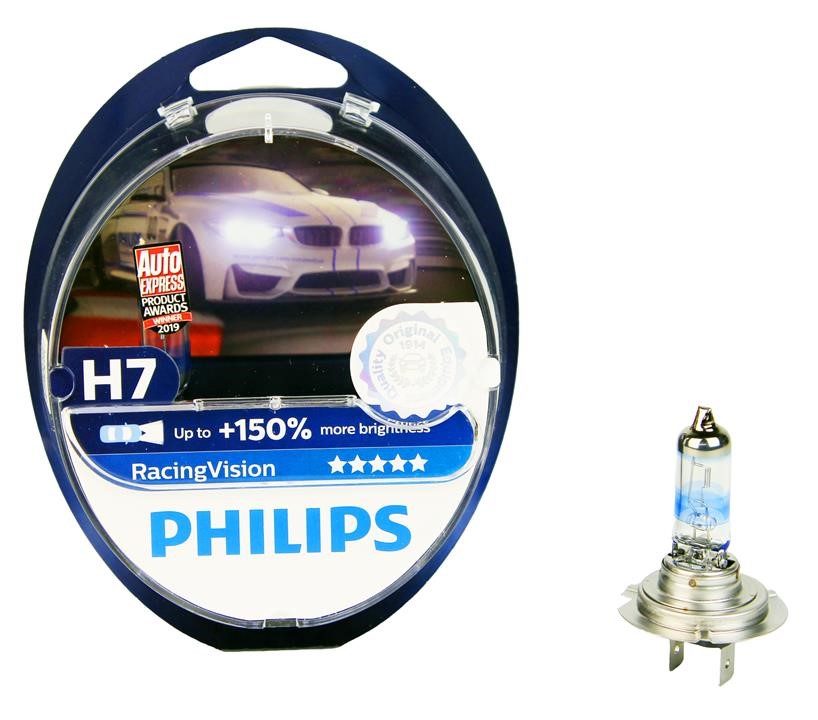 Лампа галогенна Philips Racingvision +150% 12В H7 55Вт +150% Philips 12972RVS2