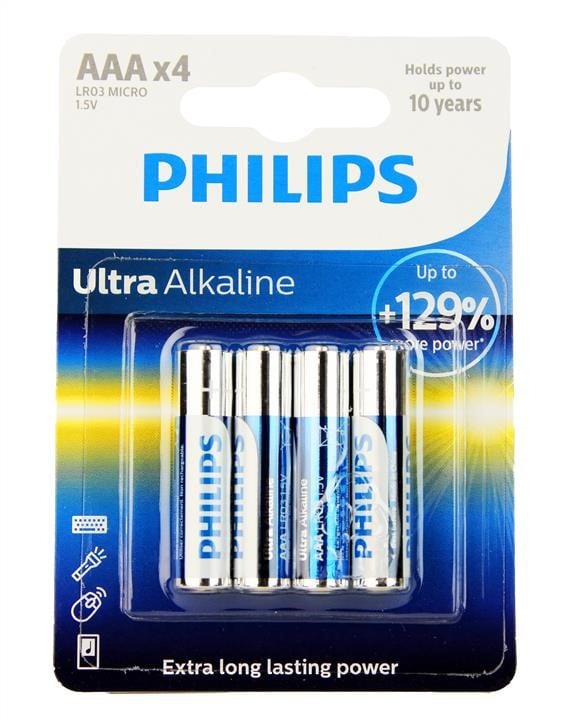 Philips LR03E4B/10 Батарейка Ultra Alkaline AAA, 1,5V LR03E4B10: Купити в Україні - Добра ціна на EXIST.UA!