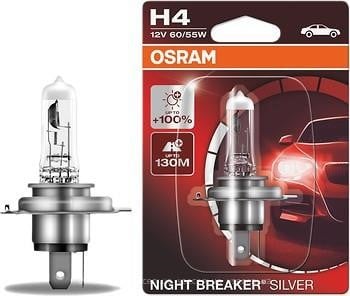 Osram 64193NBS-01B Лампа галогенна Osram Night Breaker Silver +100% 12В H4 60/55Вт +100% 64193NBS01B: Приваблива ціна - Купити в Україні на EXIST.UA!