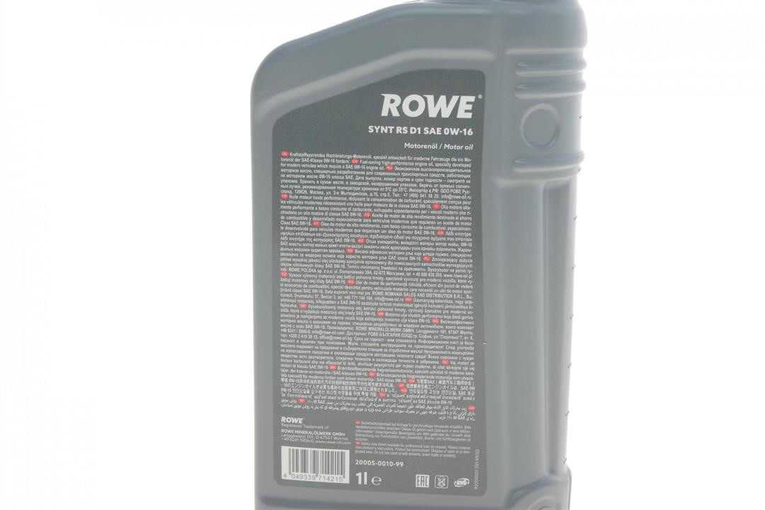 Моторна олива ROWE HIGHTEC SYNT RS D1 0W-16, 1л Rowe 20005-0010-99