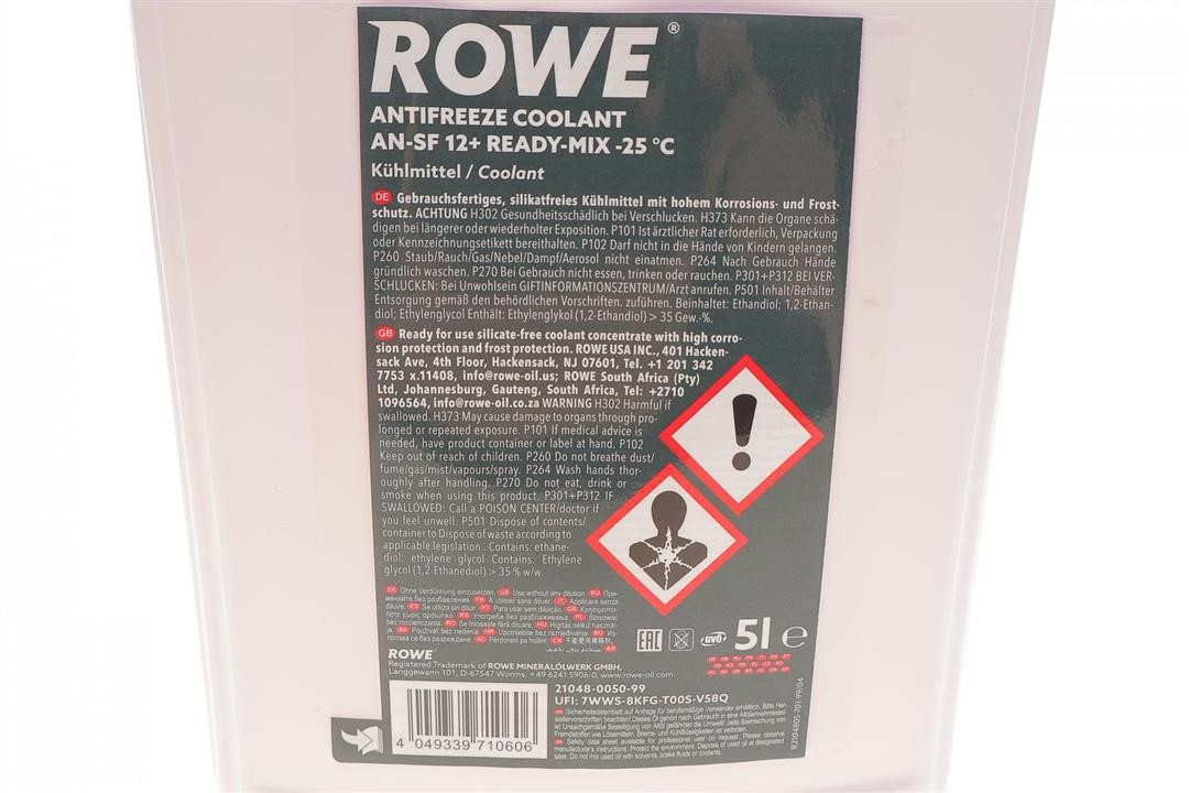 Антифриз ROWE HIGHTEC G12+ фіолетовий, 5л Rowe 21048-0050-99