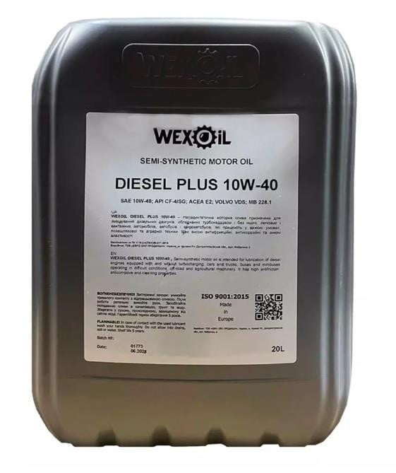WEXOIL 1232819 Моторна олива WEXOIL Diesel Plus 10W-40, 20л 1232819: Приваблива ціна - Купити в Україні на EXIST.UA!