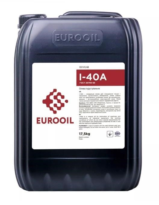 EUROOIL 1278594 Олива індустріальна EUROOIL E-OIL I-40A, 17,5л 1278594: Купити в Україні - Добра ціна на EXIST.UA!