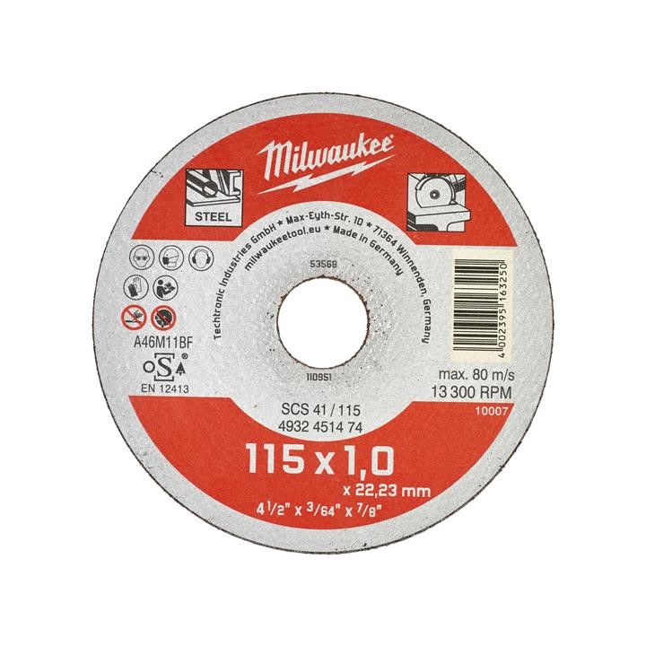 Milwaukee 4932451474 Відрізний диск SCS41/115X1 Milwaukee 4932451474: Купити в Україні - Добра ціна на EXIST.UA!