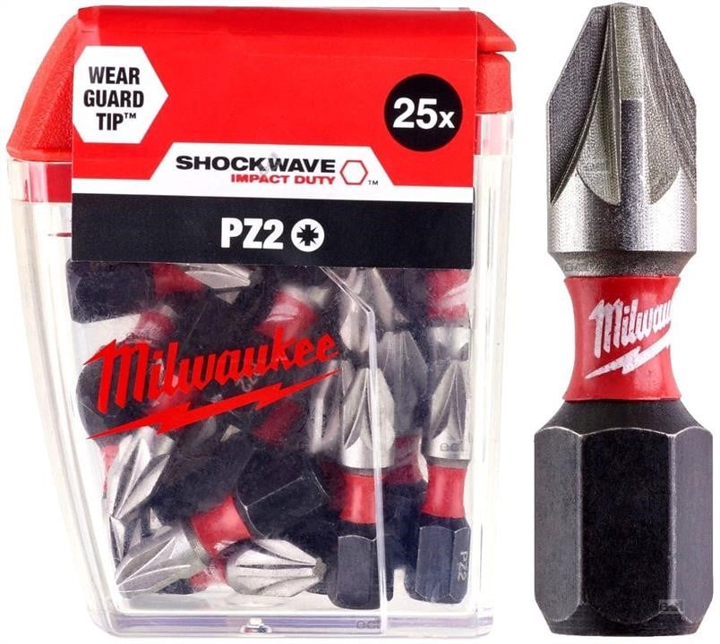4932430864 Milwaukee Насадка Milwaukee Shockwave PZ2, 25мм (25 шт)