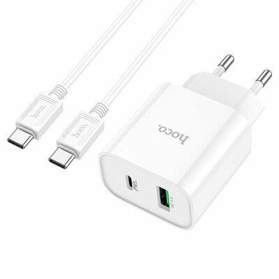 6931474779908 Hoco Сетевое зарядное устройство HOCO C80A Plus Rapido PD20W+QC3.0 charger set(Type-C to Type-C) White