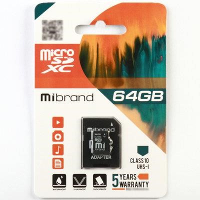 Mibrand MICDXU1/64GB-A Флеш пам'ять microSDXC (UHS-1) Mibrand 64Gb class 10 MICDXU164GBA: Купити в Україні - Добра ціна на EXIST.UA!