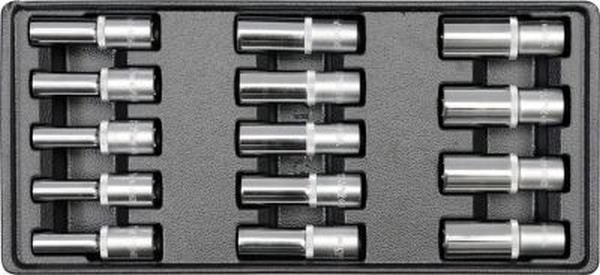 YT5539 Yato Набор торцевых головок 8-21 мм, 1/2"-1/4",14шт для выдвижного ящика