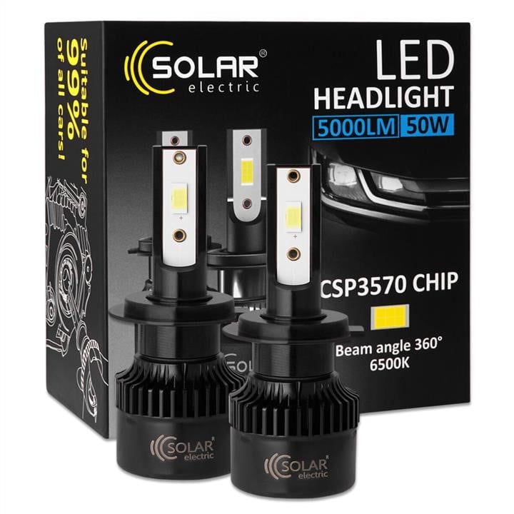 8507S2 Solar Лампи світлодіодні комплект LED H7 12/24V 50Вт 5000Лм 6500K CSP3570