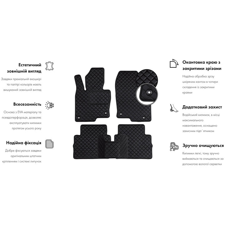 Килимки в салон EVAtech ECO з екошкіри для E-Class (W212) Mercedes-Benz 2009-2016 4 покоління, комбі EU EVAtech MB32142CB5MS2BBB