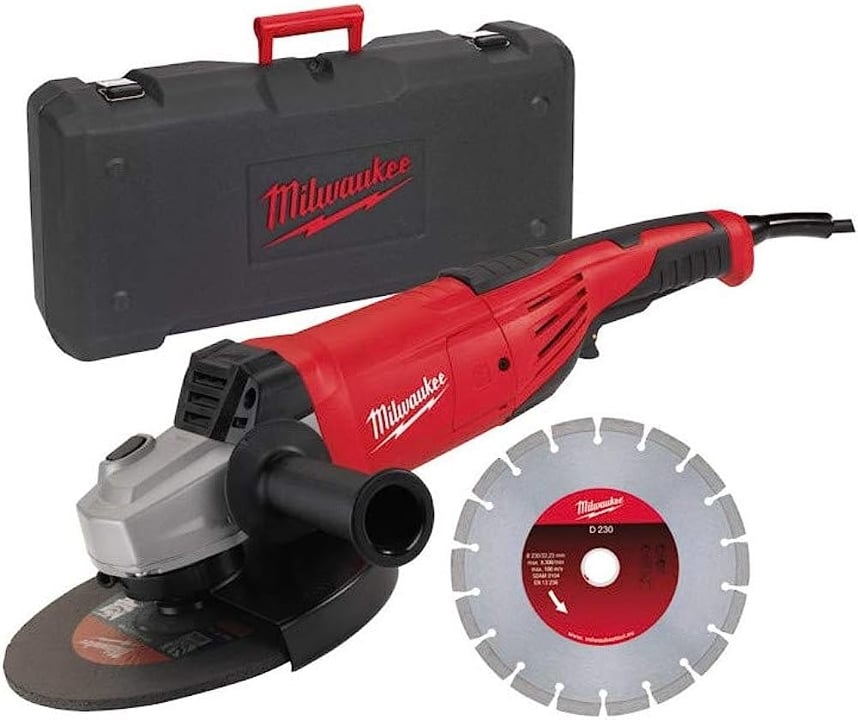 4933440292 Milwaukee Угловая шлифмашина MILWAUKEE 230 мм AG22-230DMS-DSET (+ защитный кожух, боковая рукоятка, фланец, фланцевая гайка, кабель,