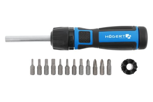 Отвертка-трещотка с набором бит, уп 13 шт Hogert Technik HT1S215