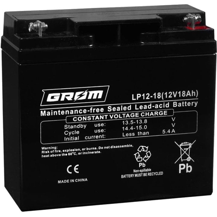 RT1218 Grom Акумулятор GROM AGM LP 12-18 12В 18Аг (EN) R+