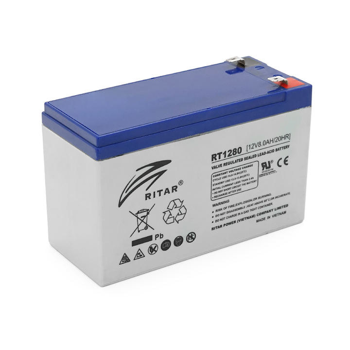 47505 Ritar Акумуляторна батарея AGM RITAR RT1280, Gray Case, 12V 8.0Ah  ( 151 х 65 х 94 (100) ) Q12